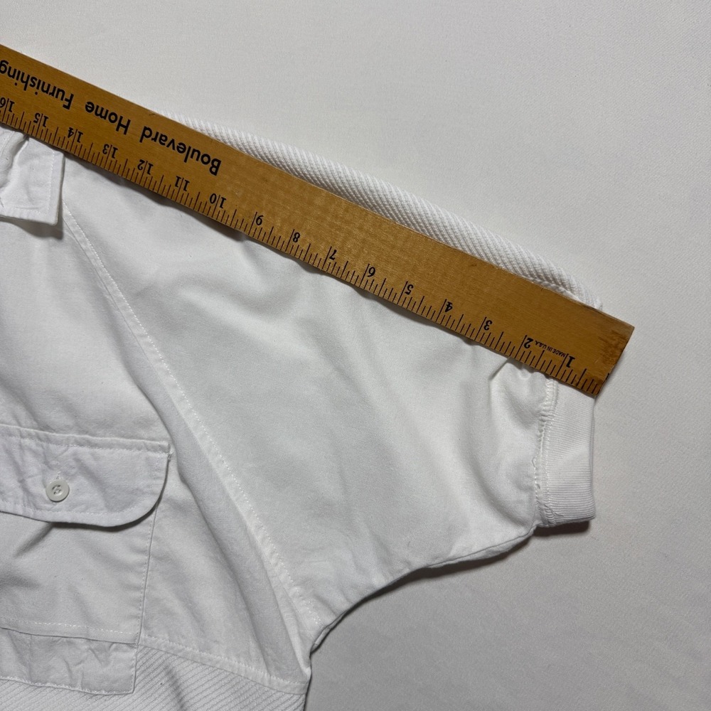 Alexxus Vintage White Textured Banded Bottom Polo Shirt Mens XL Retro 90s Taiwan - Picture 5 of 9